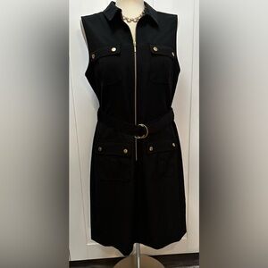 Black Sleeveless Belted Dress W/ Gold Hardware Sz 12 ($149)